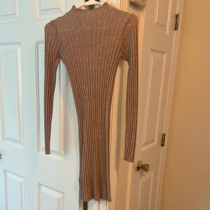 SHEIN Brown Ribbed Knit Dress